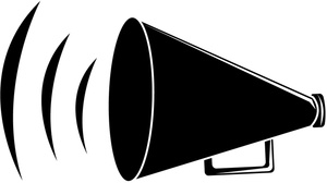 Megaphone Clipart Image - Black and white drawing of a cartoon ...