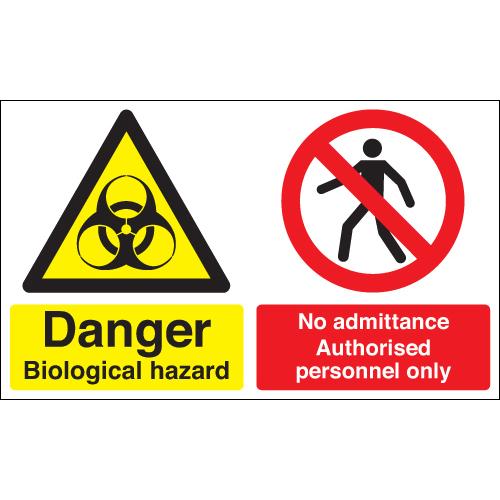 Danger Biological Hazard No Admittance Authorised Personnel Only Signs