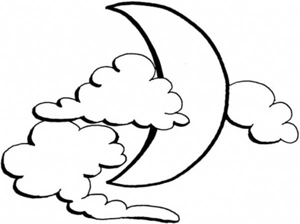 The Moon and The Clouds Coloring Page | Kids Play Color