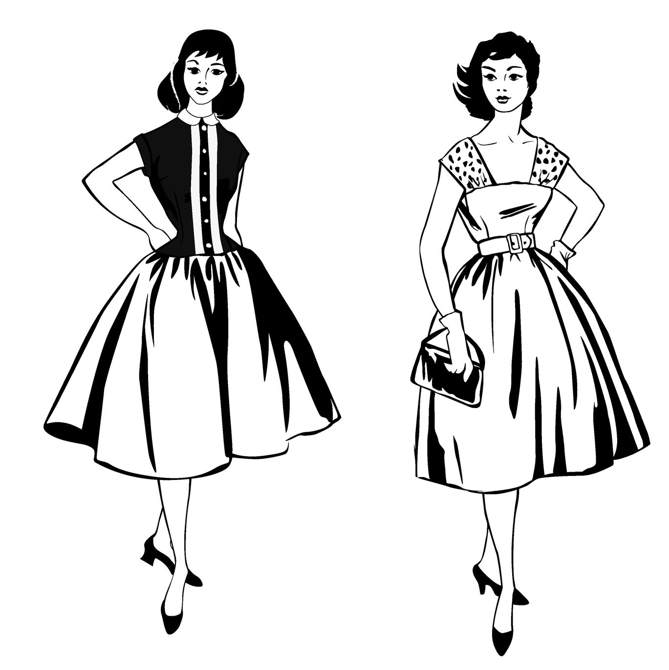 Vintage Fashion Model Best Drawing | Drawing Images