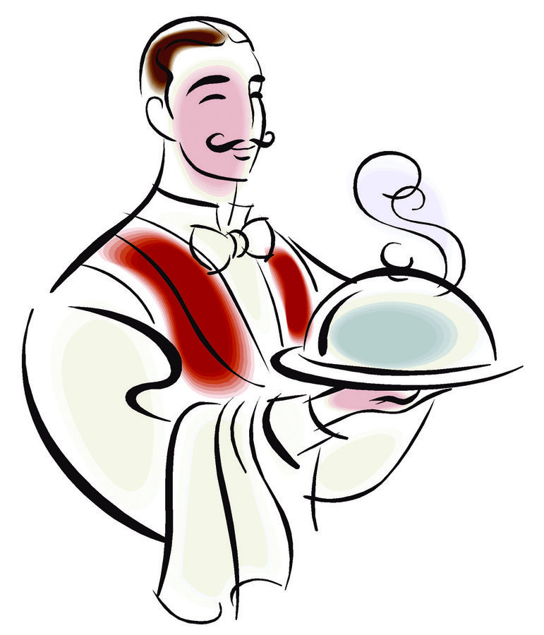 Restaurant waiter serving clipart