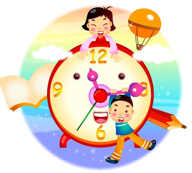 Love cartoon children theme clock material vector illustration ...