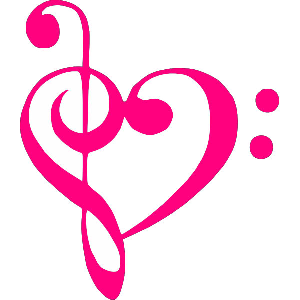 Pink Treble Bass Clef Heart Clip Art - vector clip ...