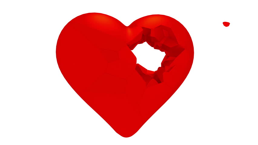 Pierced heart. Animation of 3d pierced heart shape on white ...