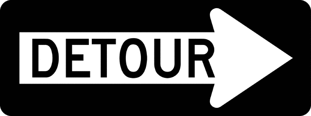 Detour Arrow, Black and White | ClipArt ETC