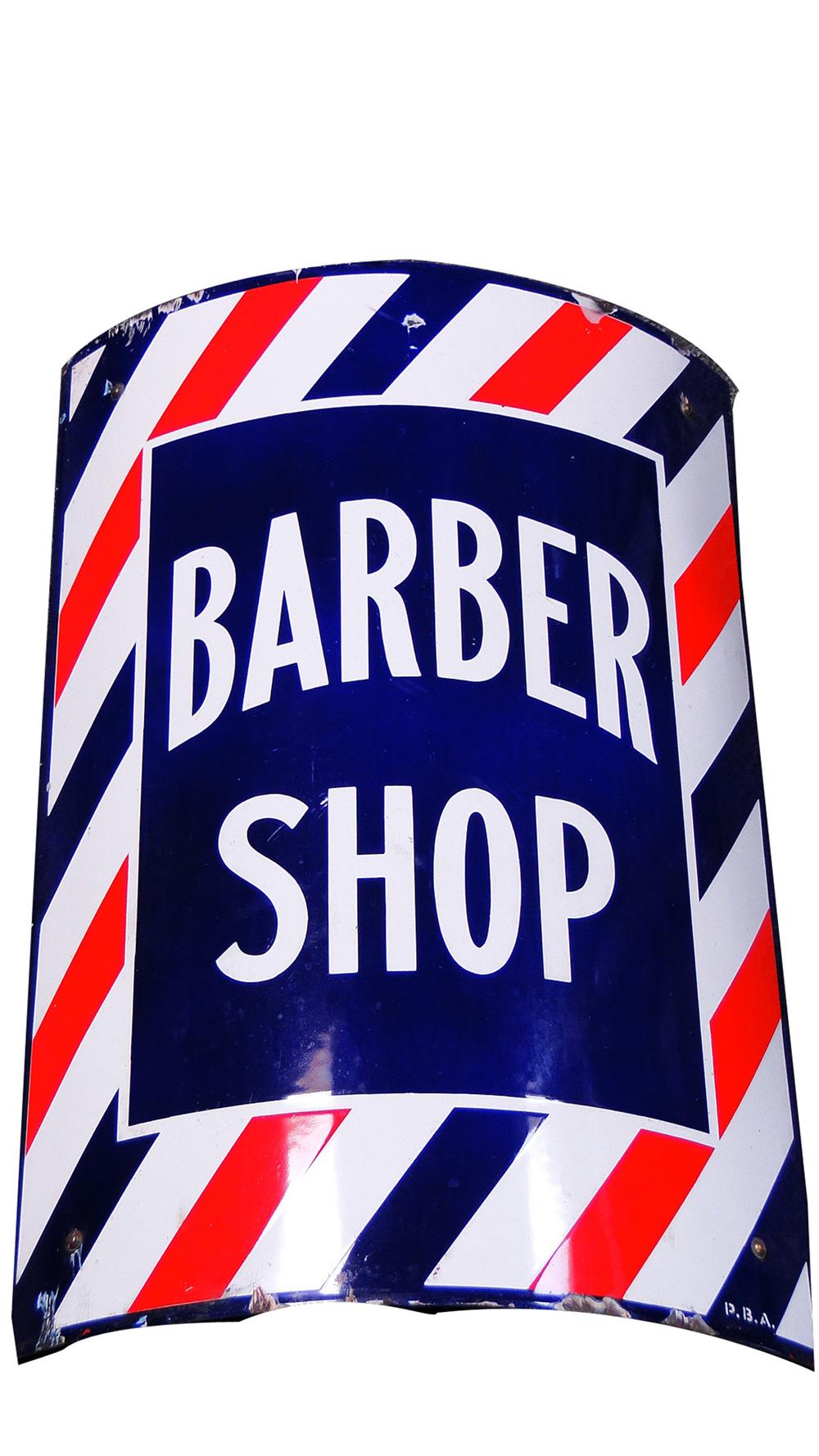 Sharp 1940s Barber Shop single-sided porcelain sign. - 130850