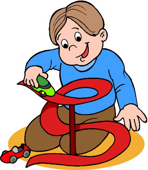 Child playing with toys clipart