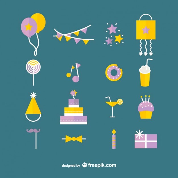 Birthday party icons collection Vector | Free Download