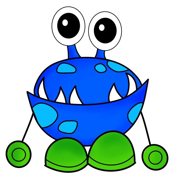 Cute blue monster clipart