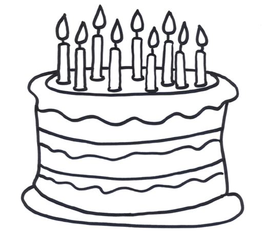 Birthday Cake Line Drawing Clipart - Free to use Clip Art Resource