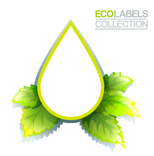 Eco labels with green leaves vector 03 - Vector Label, Vector ...