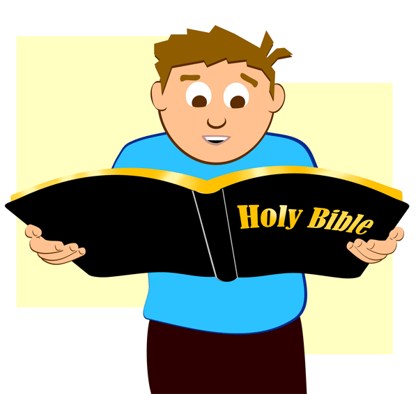 Animation clipart of boy with bible