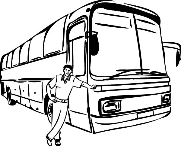 Bus Driver Taking Picture Beside His Bus Coloring Pages | Best ...