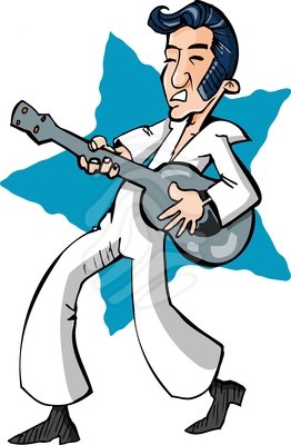 Cartoon of an Elvis Impersonator - clipart #