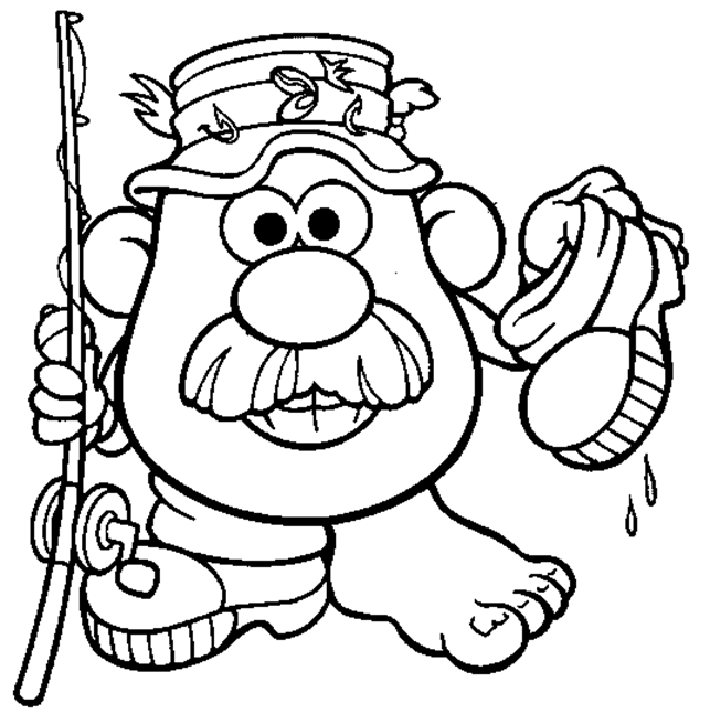 Potato Head Fishing Coloring Pages | Print Colouring Pages