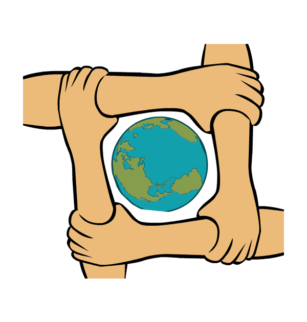 Clipart globe with hands