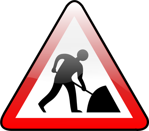 Vector clip art of shiny construction warning road sign | Public ...