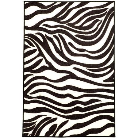 Ottomanson Pink White/Black Animal Print Zebra Area Rug - Walmart.com