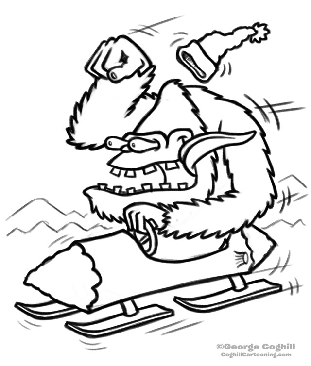 Yeti Bobsled Cartoon Rough Sketch - Coghill Cartooning ...