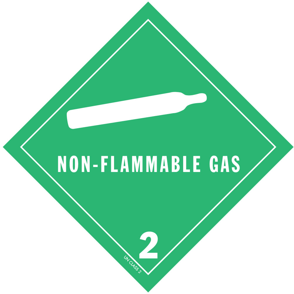 D.O.T. Nonflammable Gas Label for Hazardous Materials - Class 2