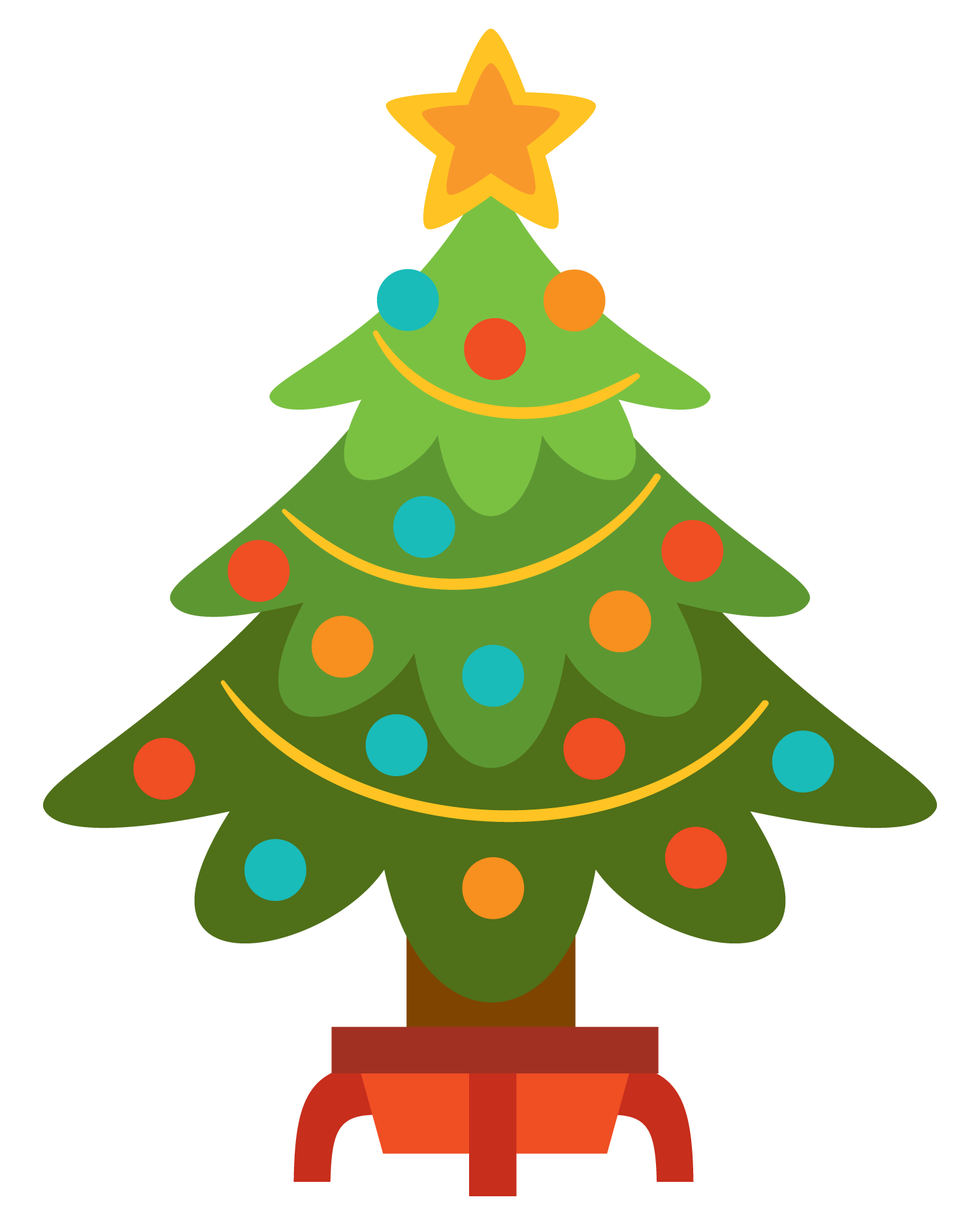 happy christmas tree cartoon