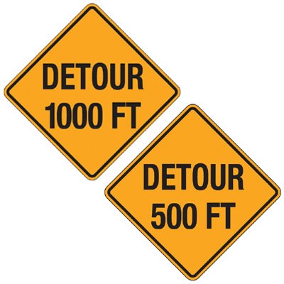 Reflective Warning Signs - Detour, Road Signs, Road Safety | Seton