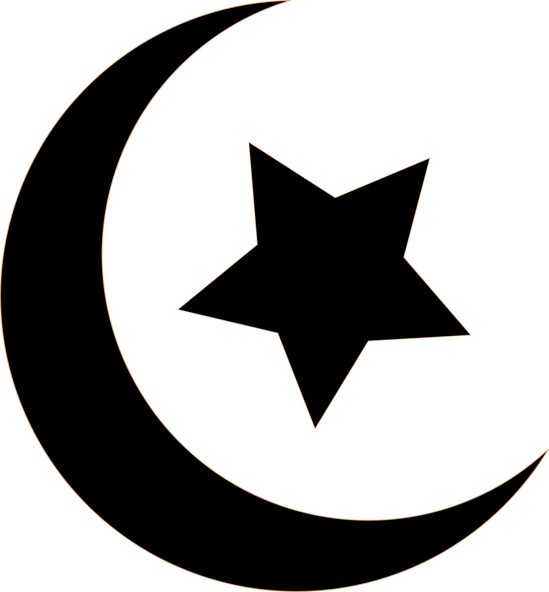 Clipart - Black Crescent and Star