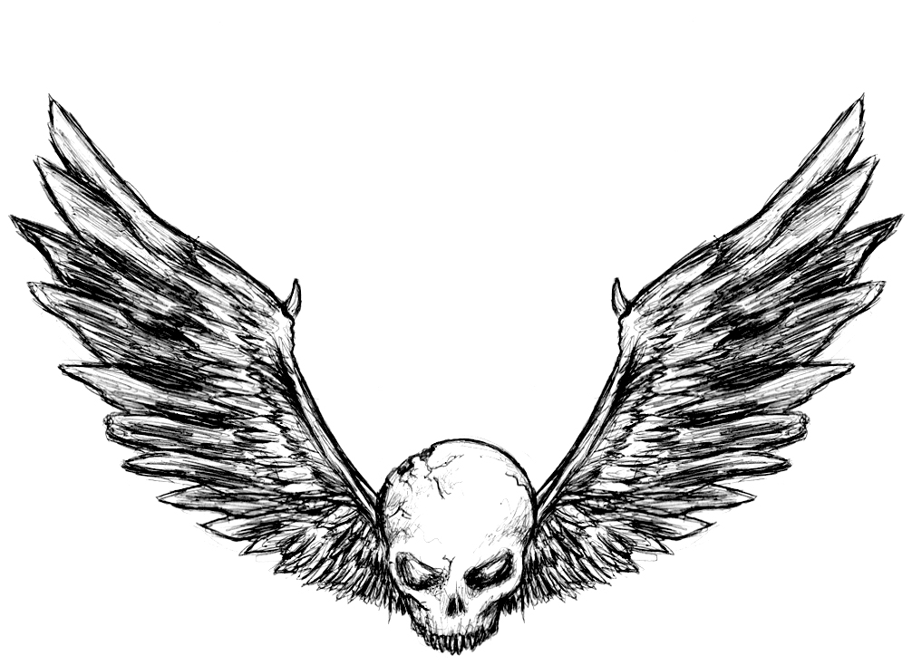 Skull With Angel Wings Tattoo Sketch: Real Photo, Pictures, Images ...