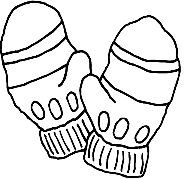mitten clipart black and white