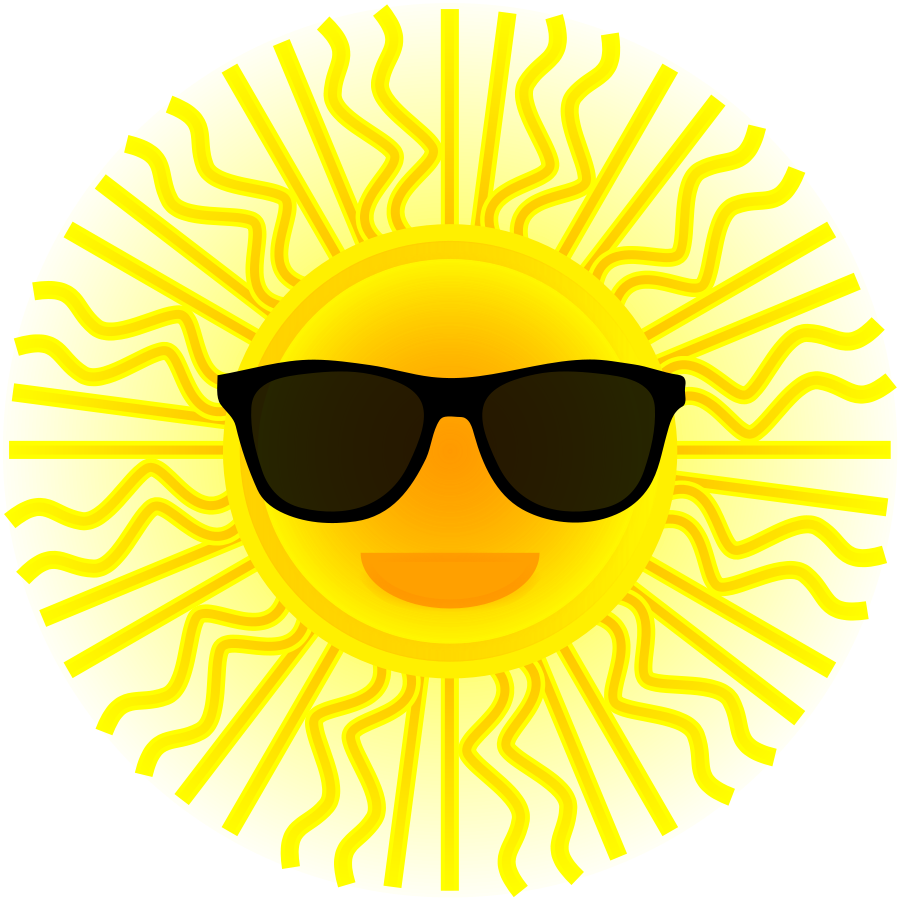 Sun with sunglasses clipart