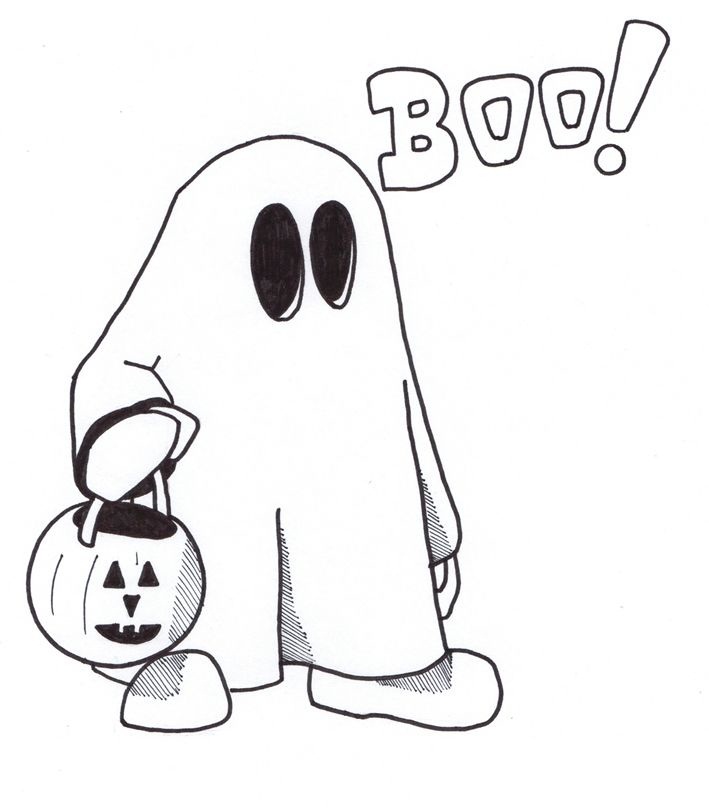 Free Coloring Halloween Ghost For Kids - Free Coloring Pages For Kids