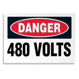 Voltage Warning Labels - Danger 480 Volts | Emedco