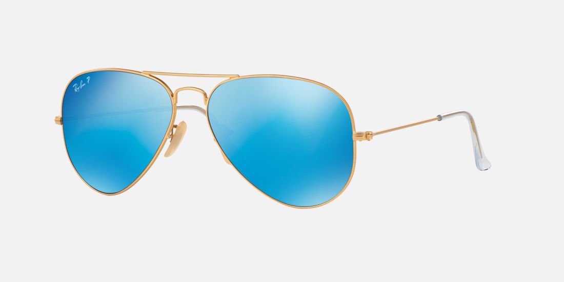 Ray-Ban RB3025 58 ORIGINAL AVIATOR 58 Blue & Gold Matte Polarized ...