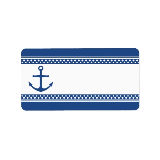 Nautical anchor with dark blue borders blank label | Zazzle