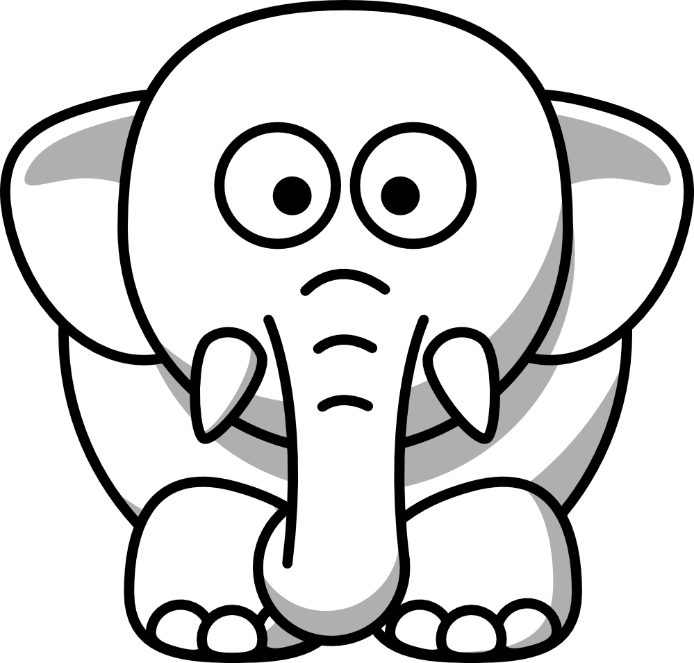 Clip Art: elephant copy black white line animal ...