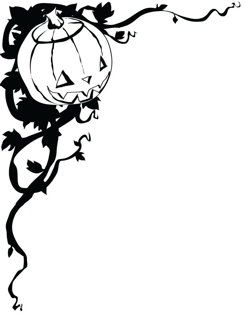 Halloween clipart black and white borders