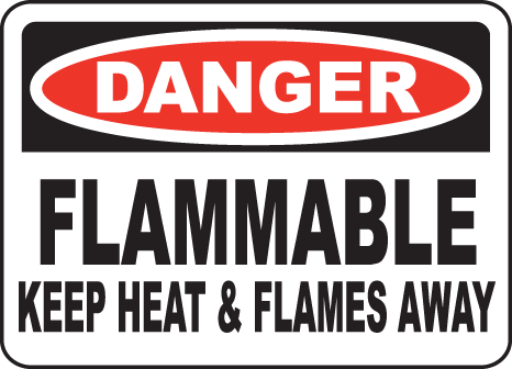 Danger Flammable Keep Heat Away Sign J1589 - by SafetySign.com