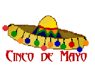 Cinco de Mayo clip art titles with colorful Mexican sombreros