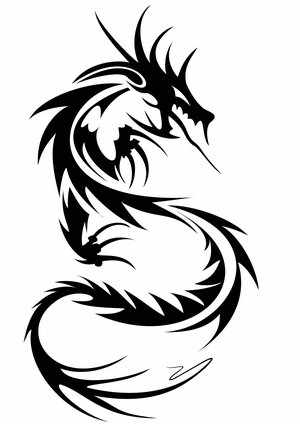 fire breathing dragon clipart black and white