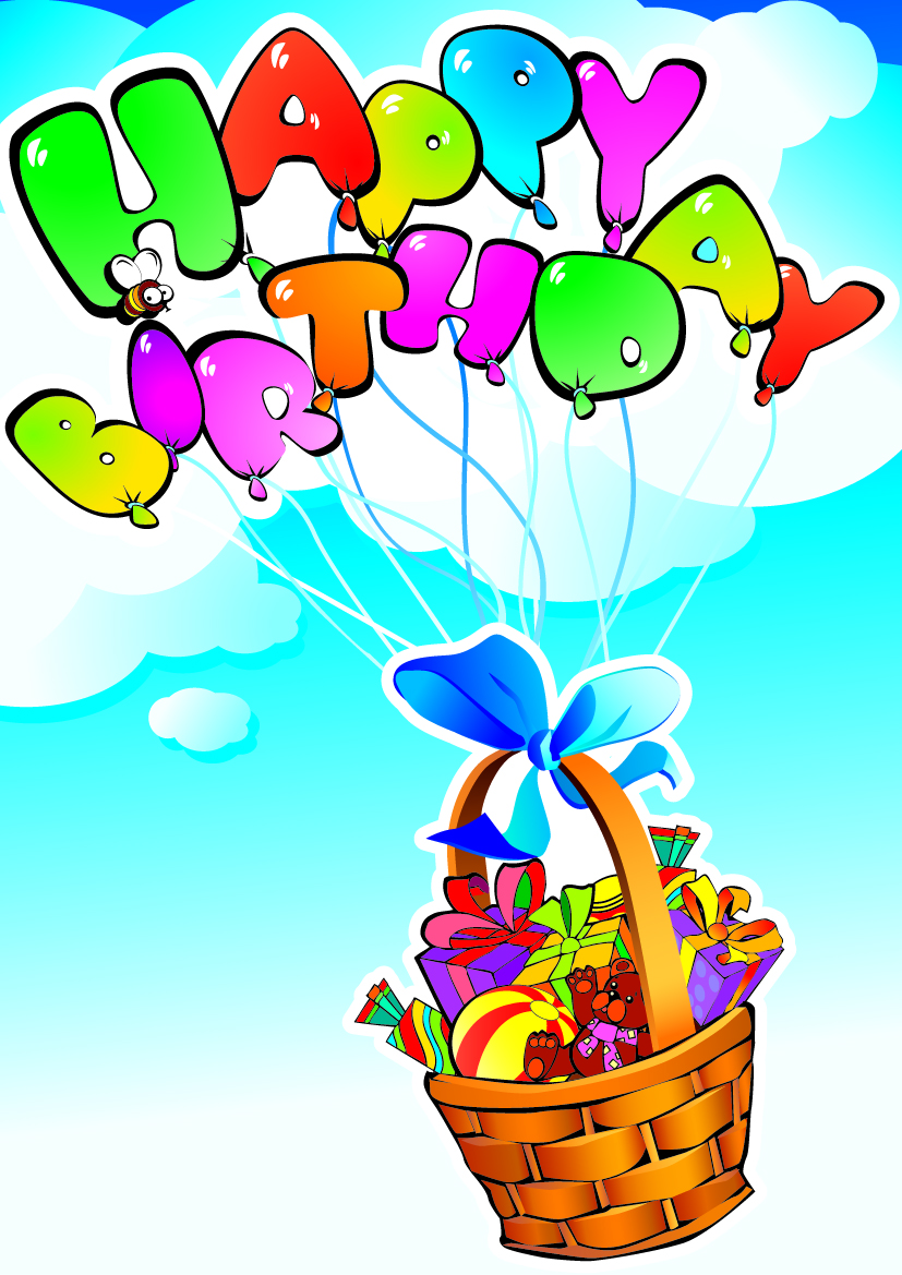 Vector cute cartoon happy birthday Free Vector / 4Vector