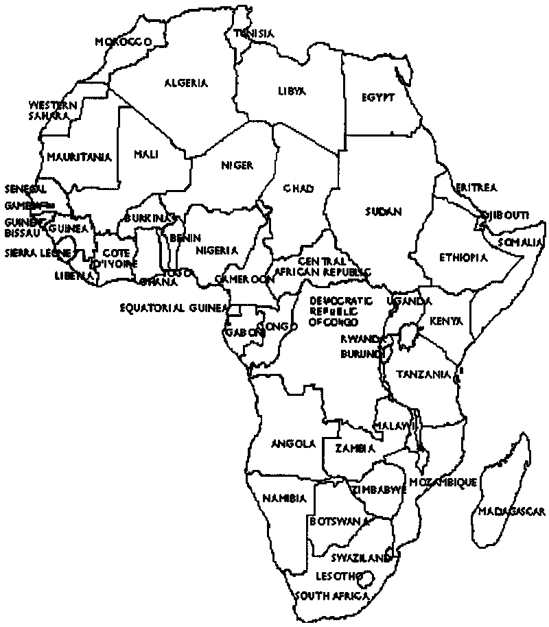 Maps For > Map Of Africa Black And White