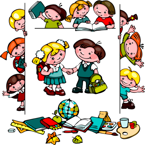 Cartoon school children cute design vector 02 free – Over millions ...