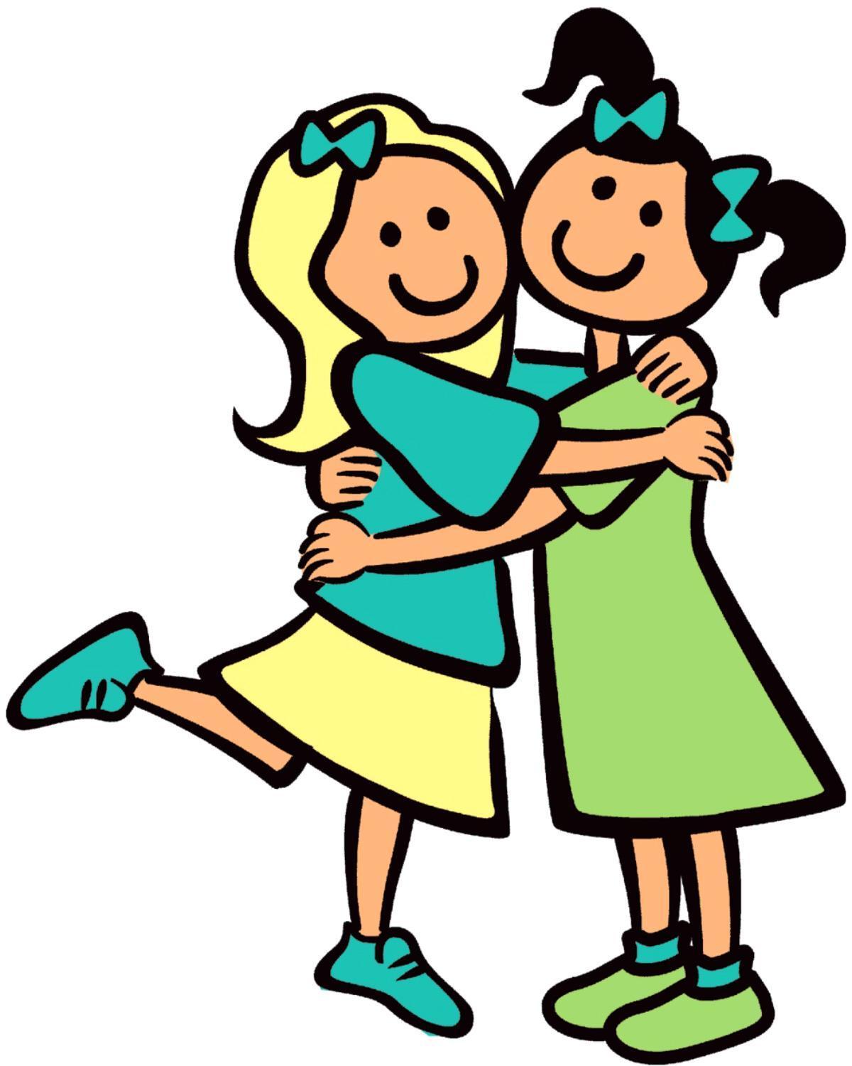 Girls Hugging Cartoon Clipart Best 