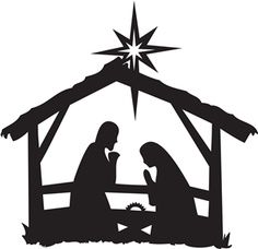 Nativity scene clipart black white