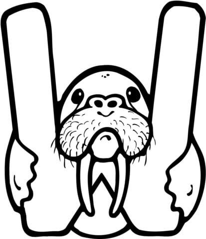 Letter W is for Walrus coloring page | Free Printable Coloring Pages