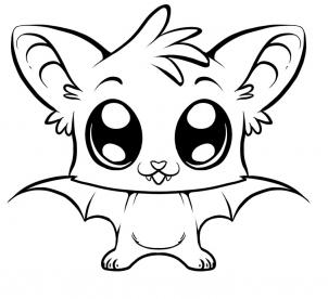 How to Draw a Cute Bat, Step by Step, forest animals, Animals ...