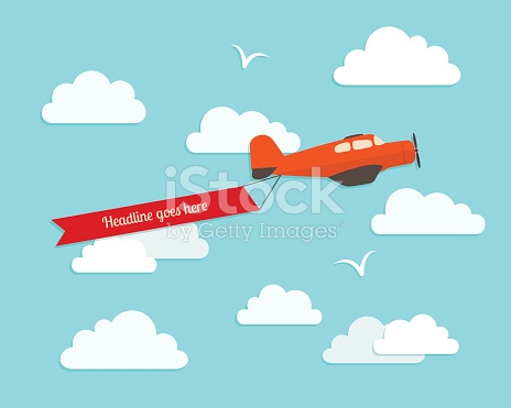 Airplane In The Cloudy Sky Flat Vector Illustration stock vector ...