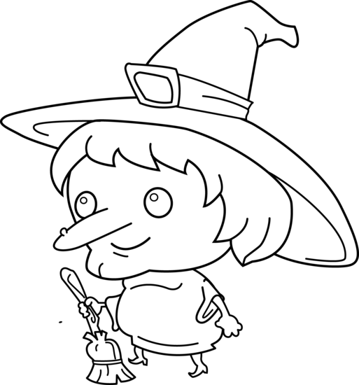 cute witch coloring page clip art
