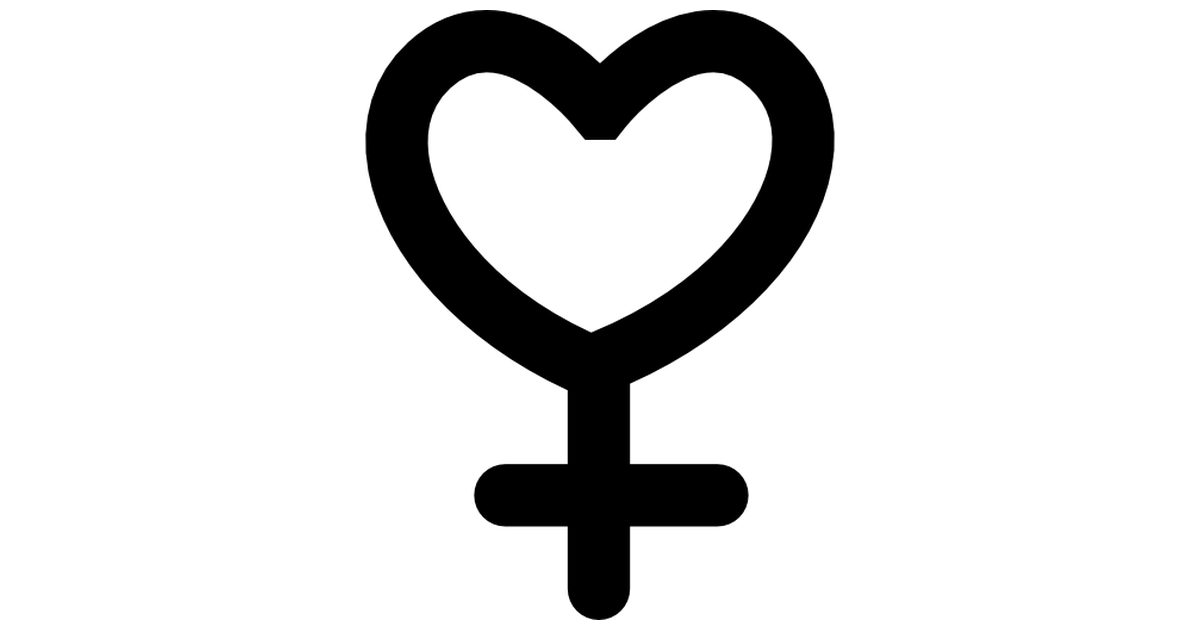 Female gender symbol variant with heart shape - Free signs icons