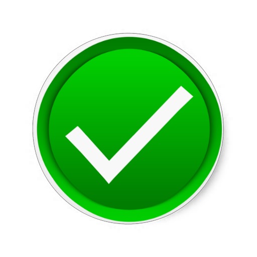 Image - Green check mark symbol round sticker ...